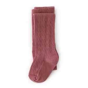Little Stocking Co Cable Knit Tights - Mauve Rose