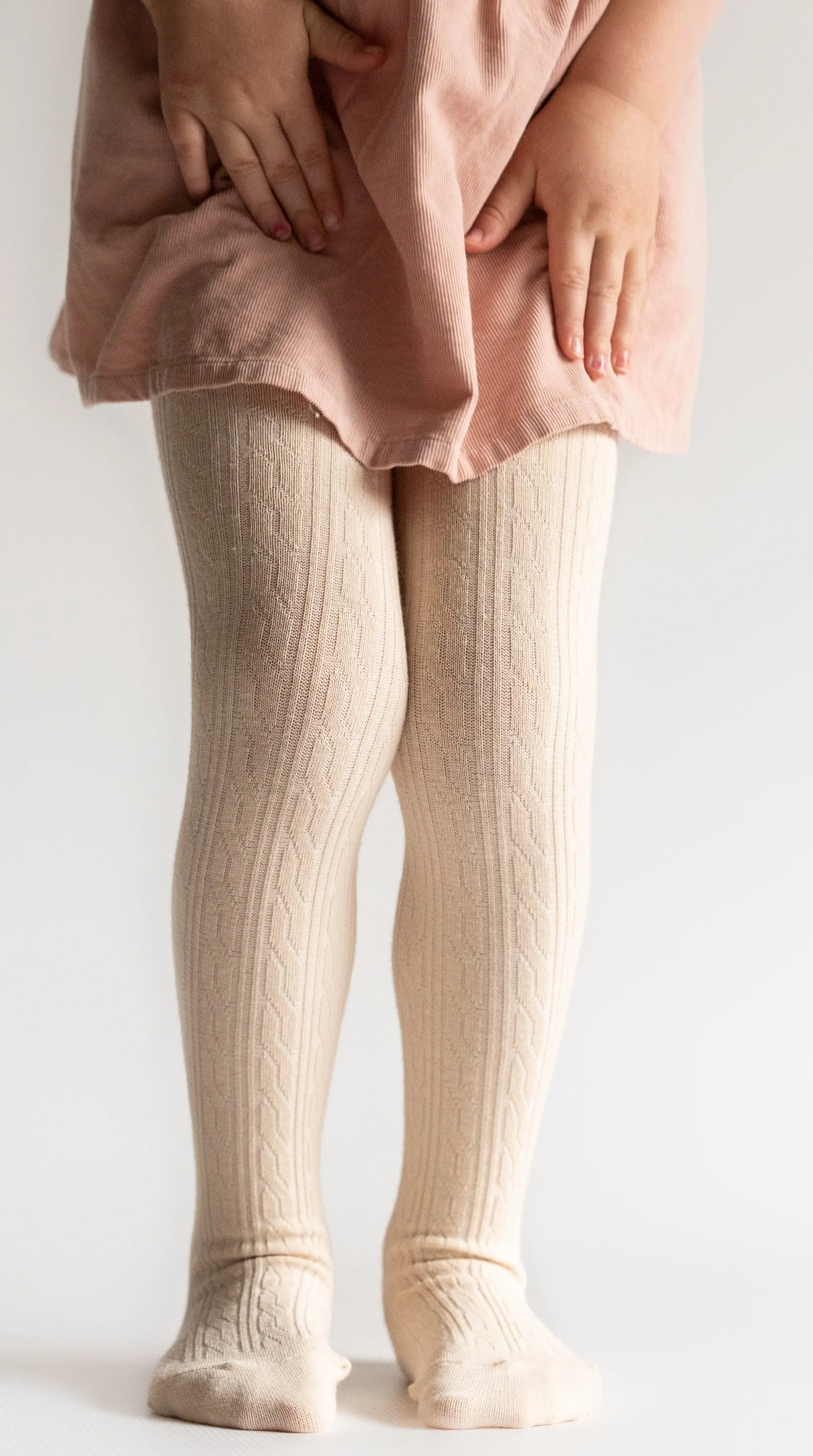 Little Stocking Co Cable Knit Tights - Vanilla