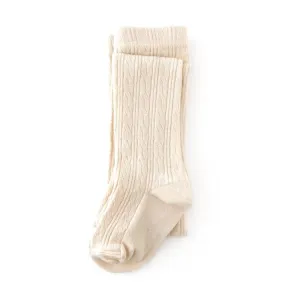 Little Stocking Co Cable Knit Tights - Vanilla