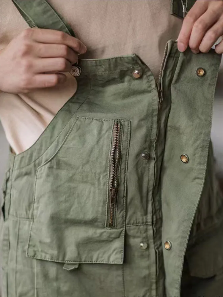 Loose-Fitting Dungarees with Large Pockets and Zip