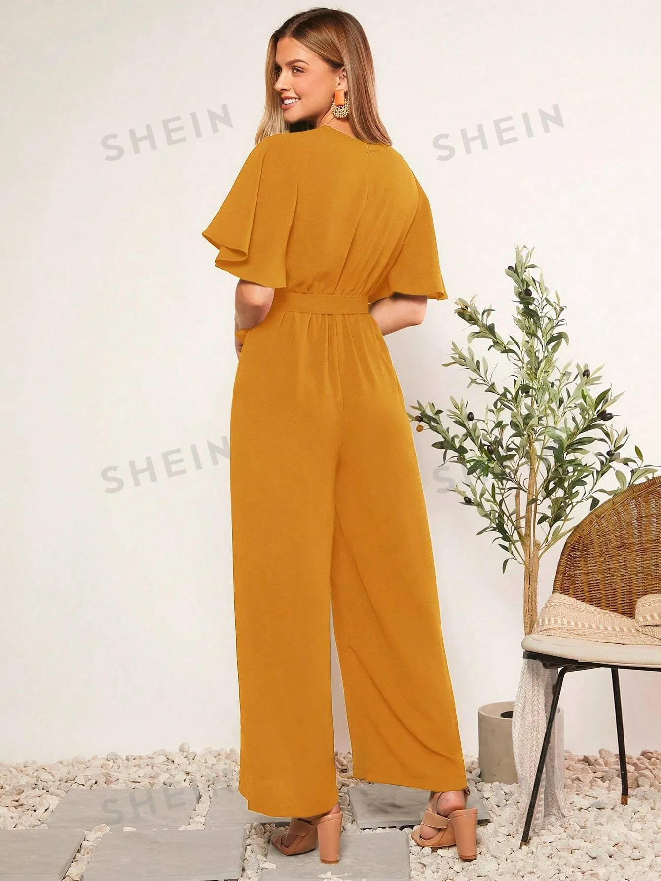 LUNE Summer Belted V-Neck Polka Dot Printed Jumpsuit For Casual Or Rural Occasions Women Rompers