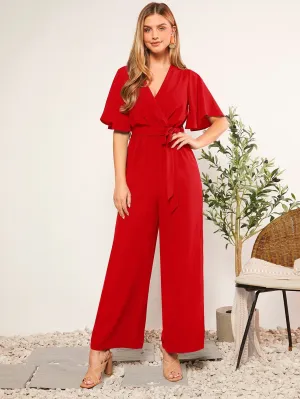 LUNE Summer Belted V-Neck Polka Dot Printed Jumpsuit For Casual Or Rural Occasions Women Rompers