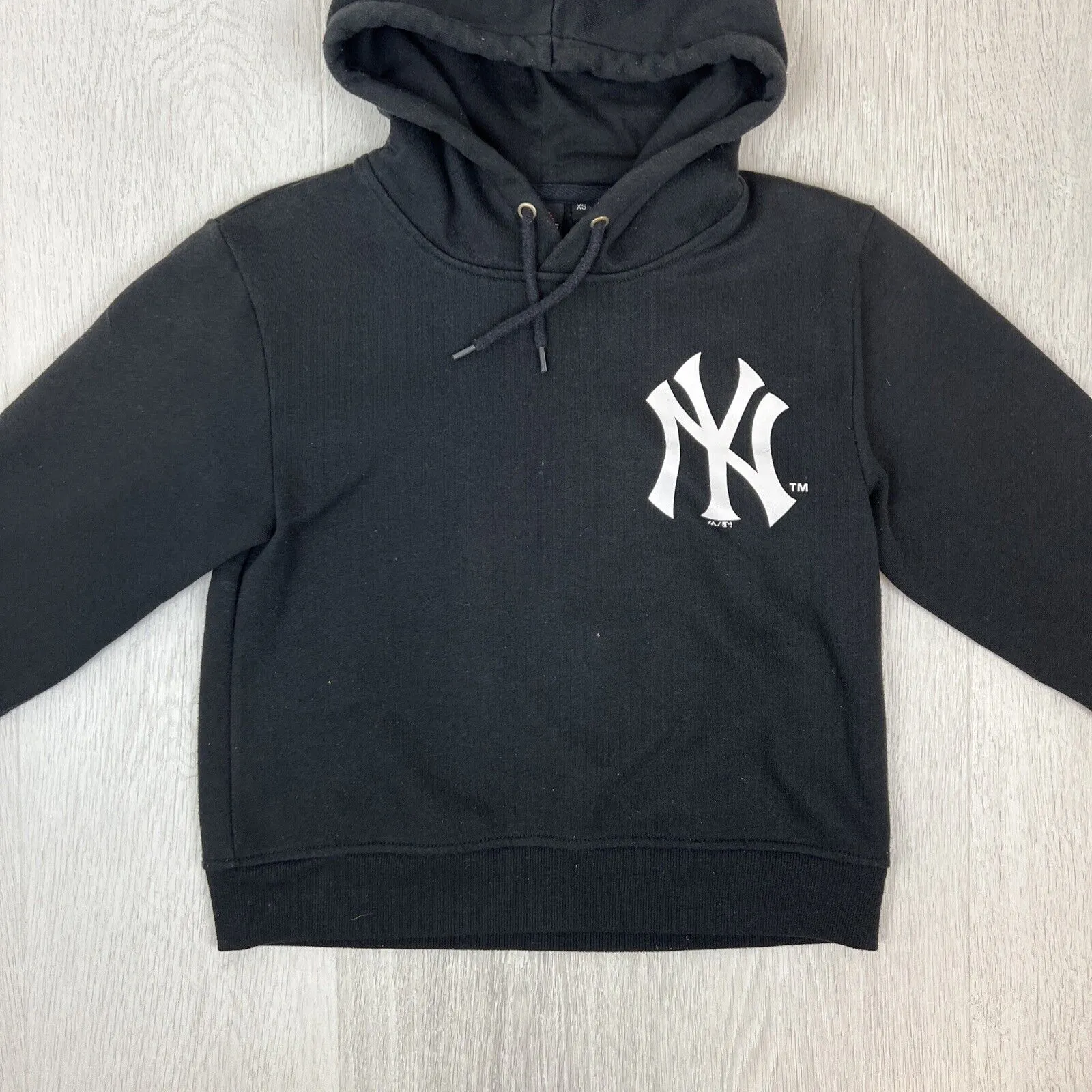 Majestic Womens Black New York Yankees MLB Cropped Pullover Hoodies Size XS