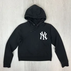 Majestic Womens Black New York Yankees MLB Cropped Pullover Hoodies Size XS