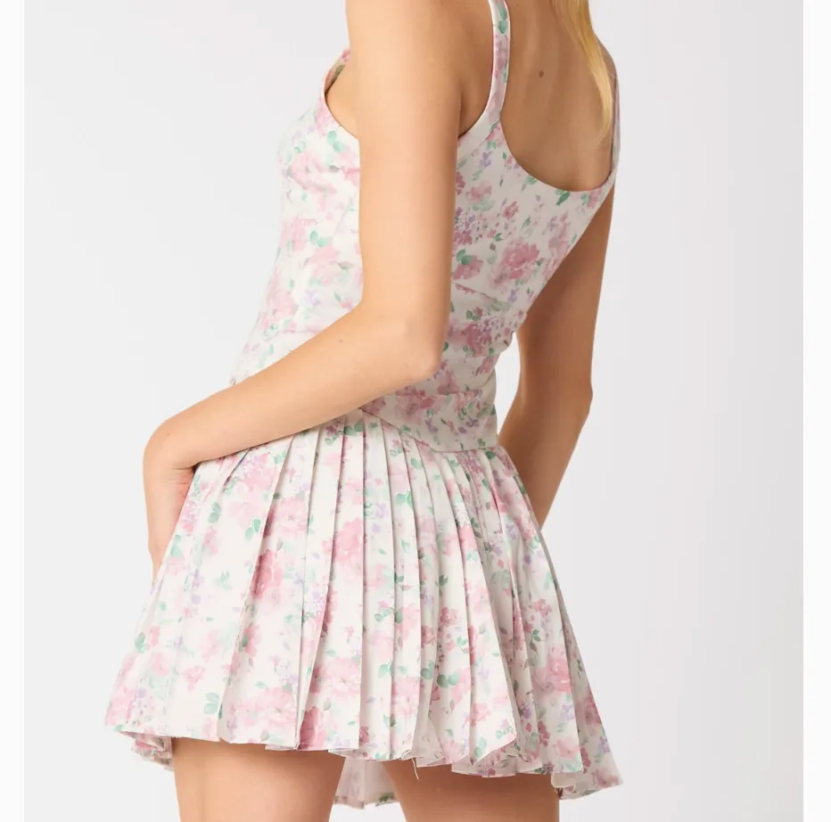 Marla Ditsy Floral Printed Athleisure Pleated Romper