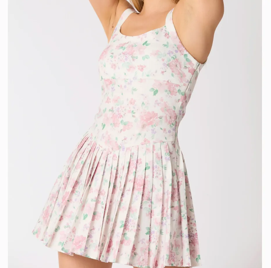 Marla Ditsy Floral Printed Athleisure Pleated Romper