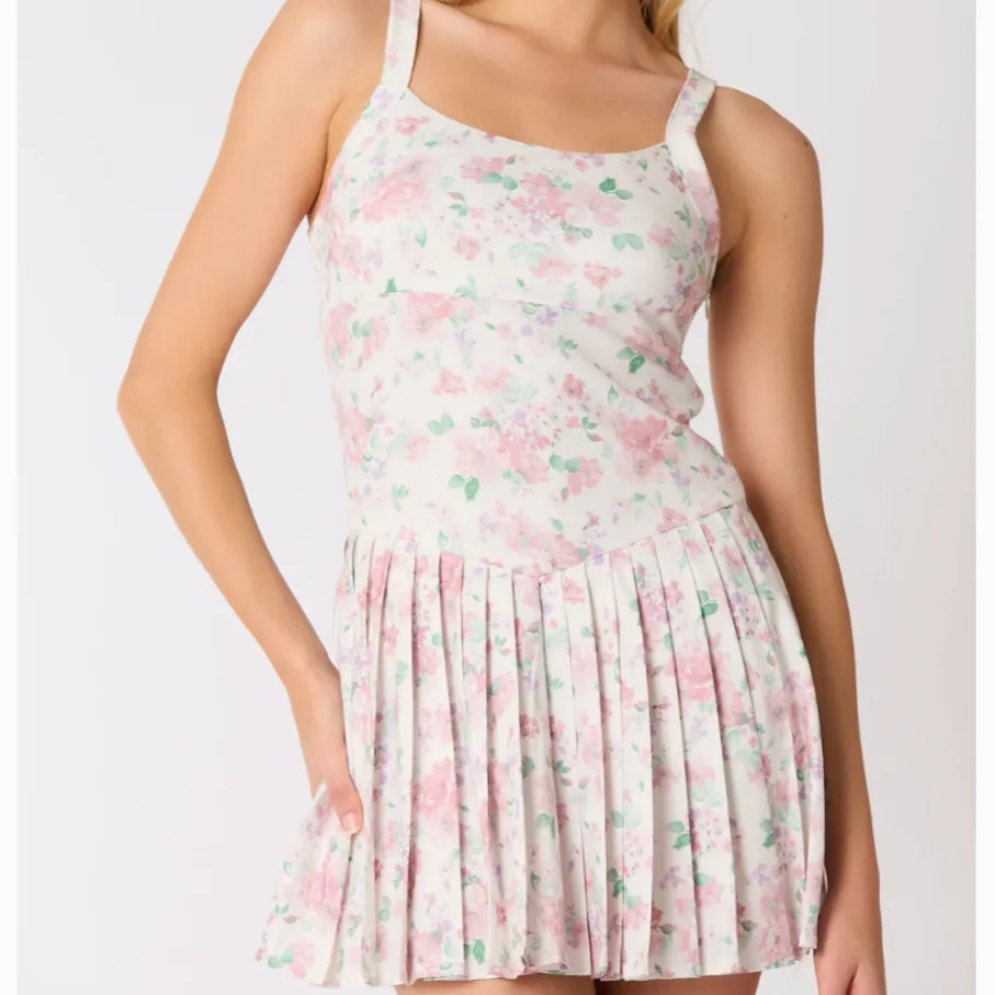 Marla Ditsy Floral Printed Athleisure Pleated Romper