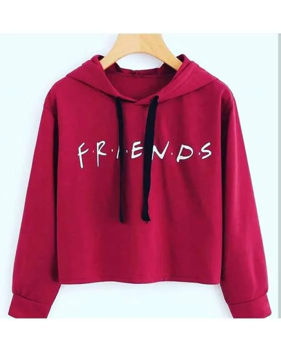 MAROON FRIENDS CROPPED HOODIE FOR womens 884