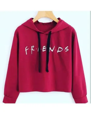 MAROON FRIENDS CROPPED HOODIE FOR womens 884