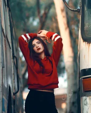 MAROON STRIPES ON ARM CROPPED HOODIE FOR womens 234
