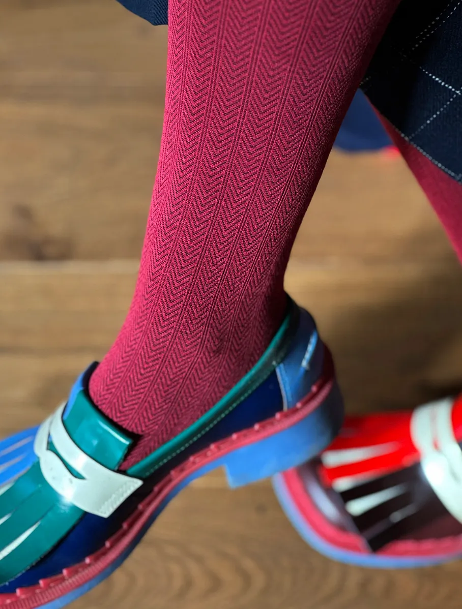 Martini Merino Wool Tights - Crimson