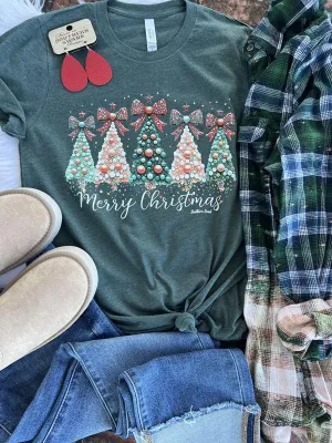 Merry Christmas Faux Pearl Trees Tee