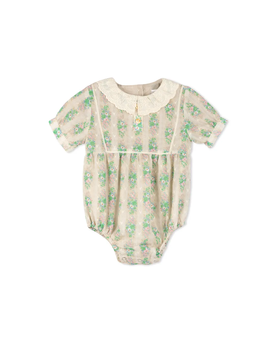 Nordica - Scalloped Collar Floral Printed Romper