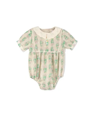 Nordica - Scalloped Collar Floral Printed Romper