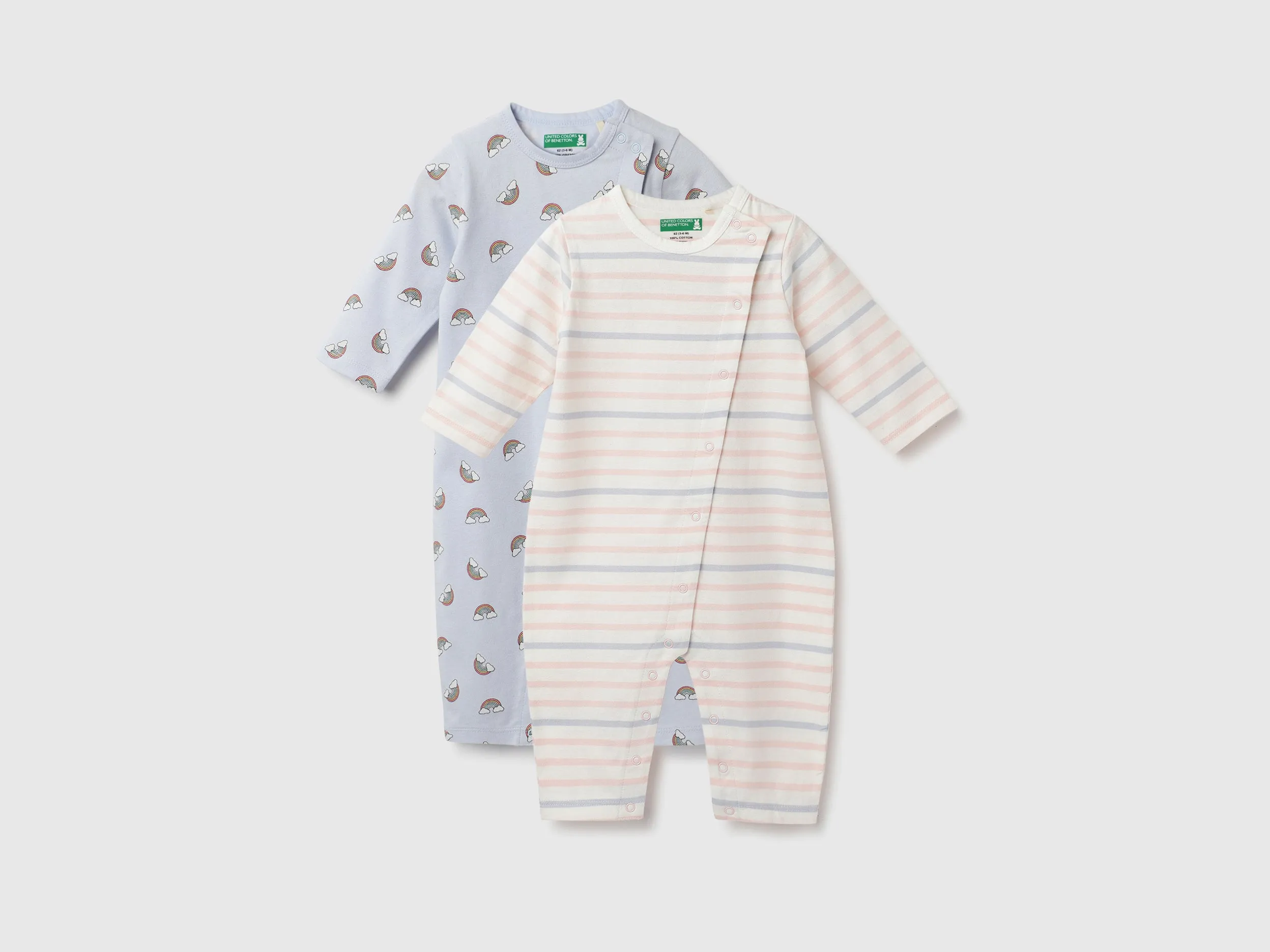 Pack of 2 100% Cotton Round Neck Full Sleeves Baby Rompers