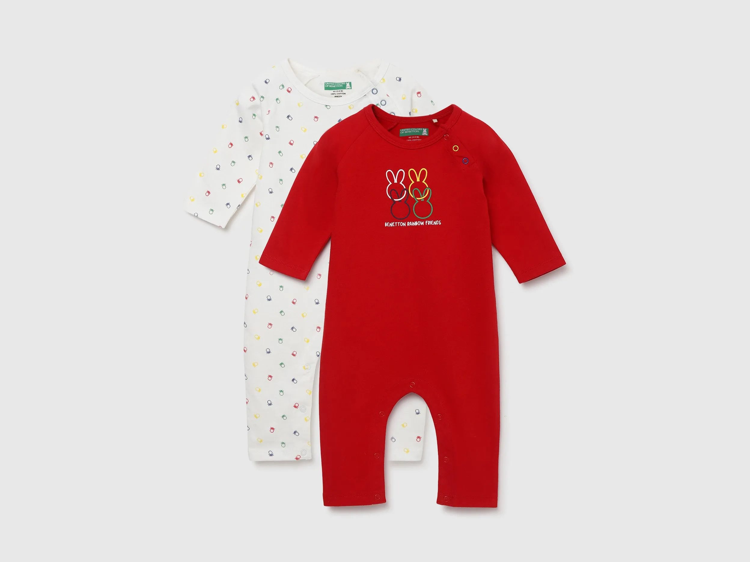 Pack of 2 100% Cotton Round Neck Full Sleeves Baby Rompers