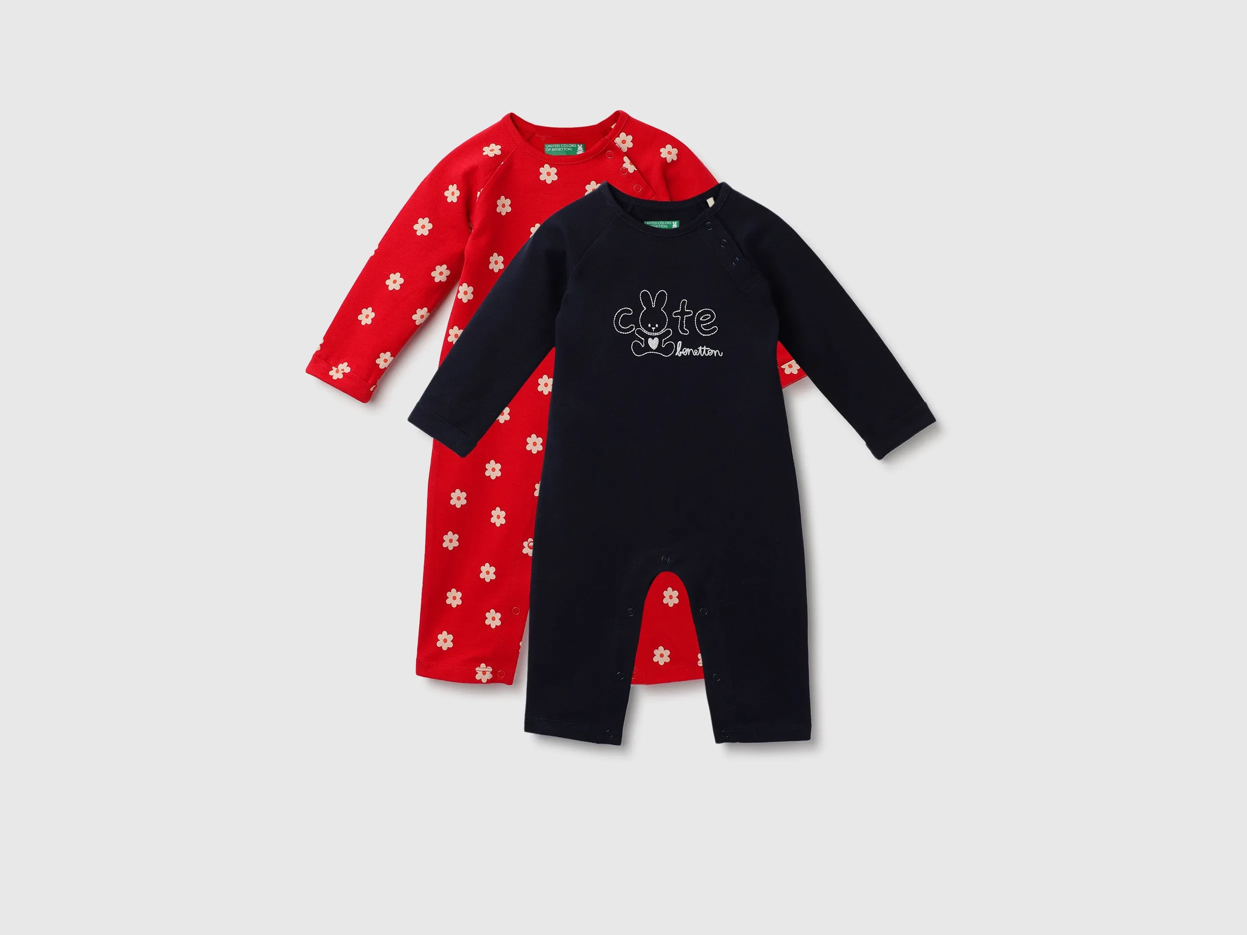 Pack of 2 100% Cotton Round Neck Full Sleeves Baby Rompers