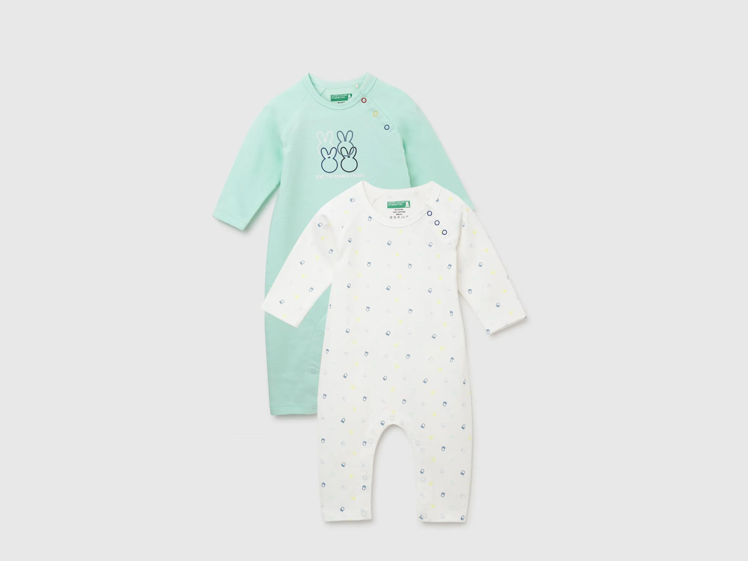 Pack of 2 100% Cotton Round Neck Full Sleeves Baby Rompers