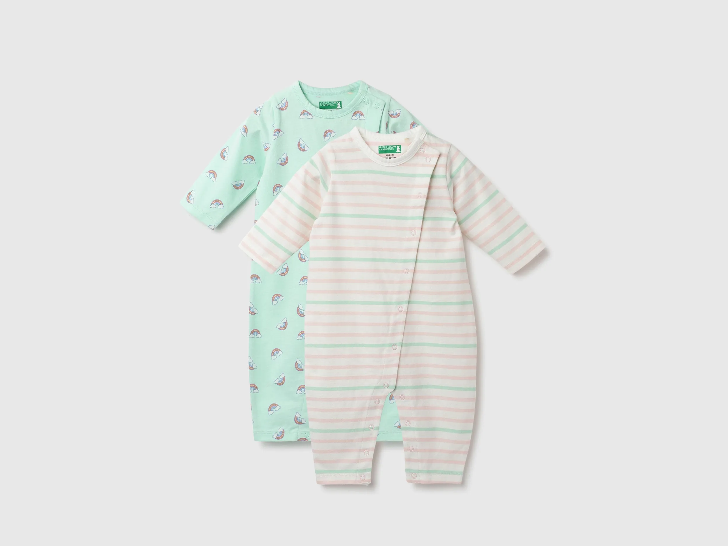 Pack of 2 100% Cotton Round Neck Full Sleeves Baby Rompers
