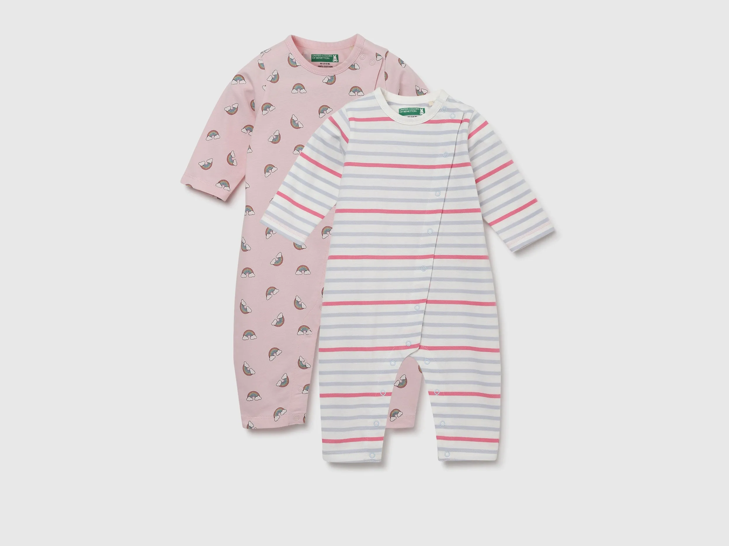 Pack of 2 100% Cotton Round Neck Full Sleeves Baby Rompers