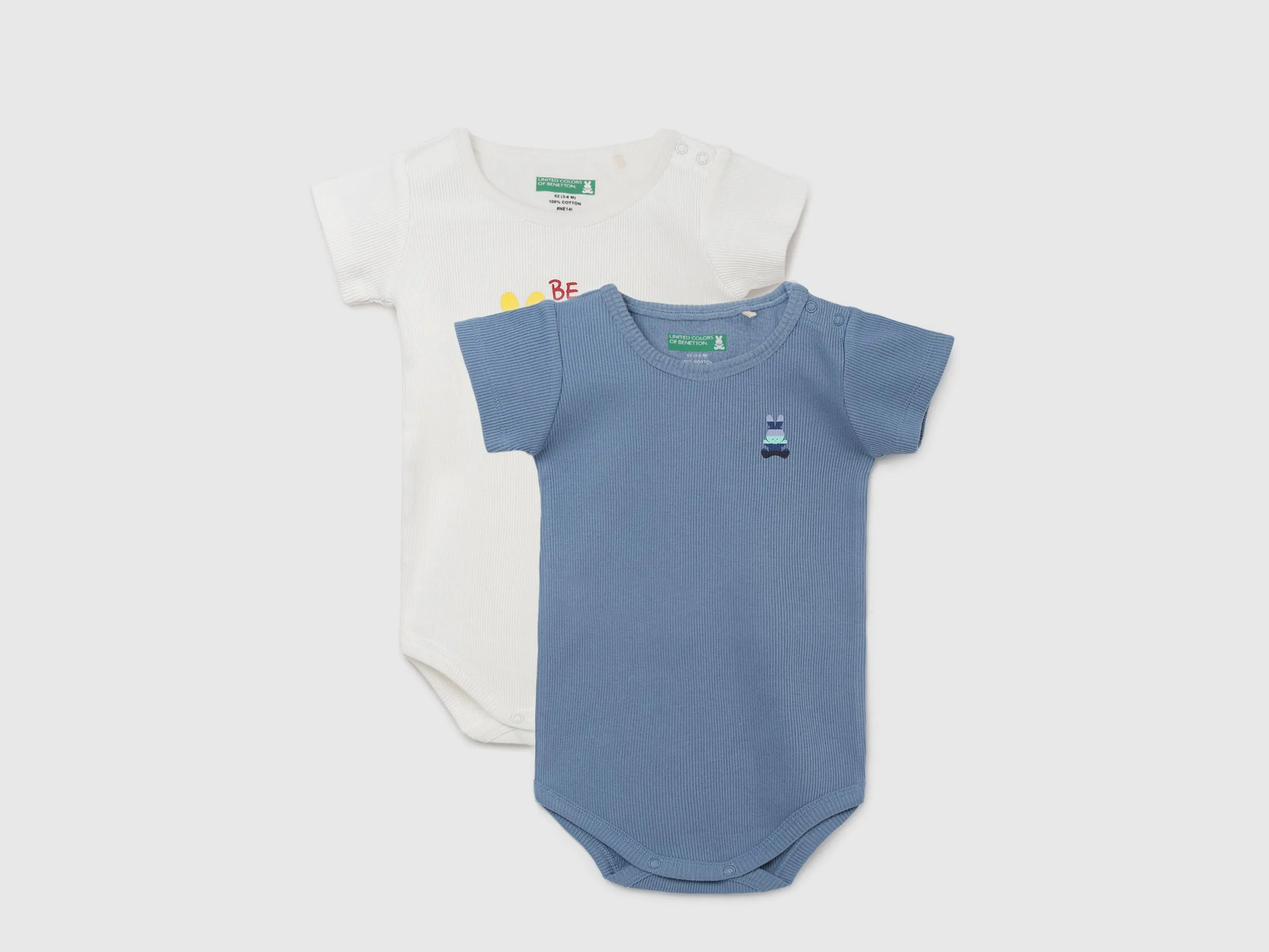 Pack of 2 100% Cotton Round Neck Short Sleeves Baby Rompers