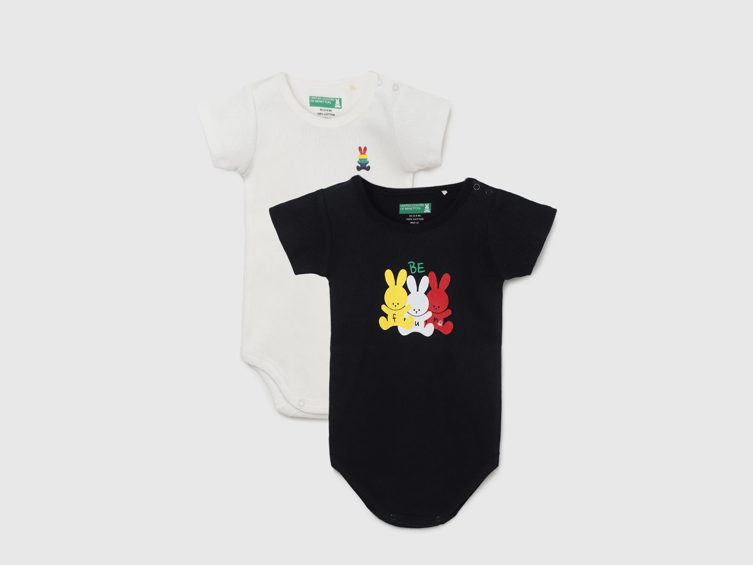 Pack of 2 100% Cotton Round Neck Short Sleeves Baby Rompers
