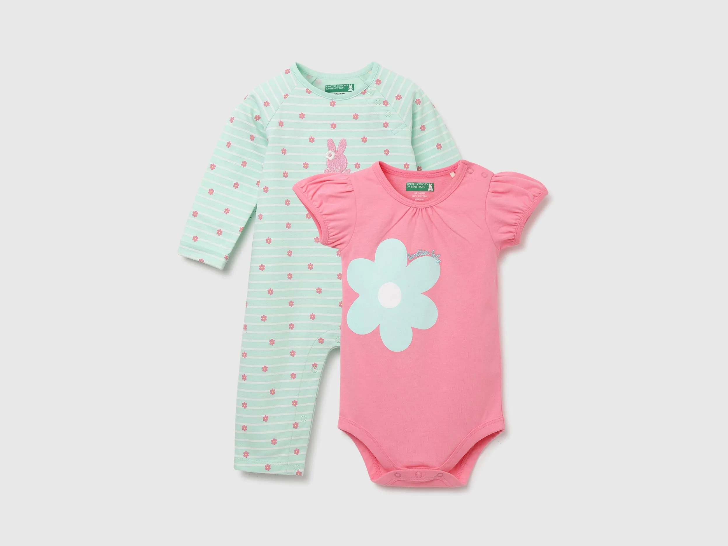Pack of 2 100% Cotton Round Neck Short Sleeves Baby Rompers
