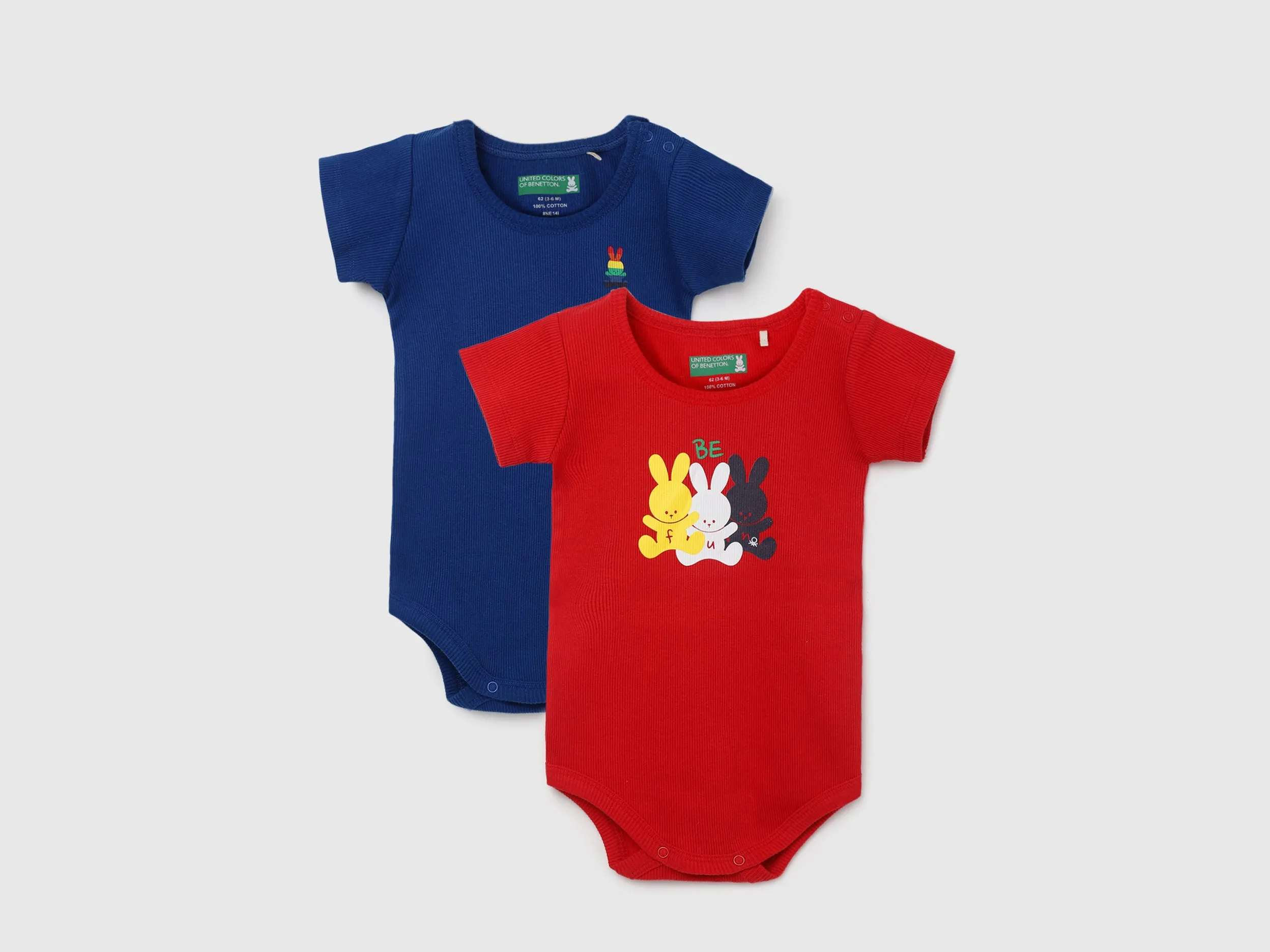 Pack of 2 100% Cotton Round Neck Short Sleeves Baby Rompers