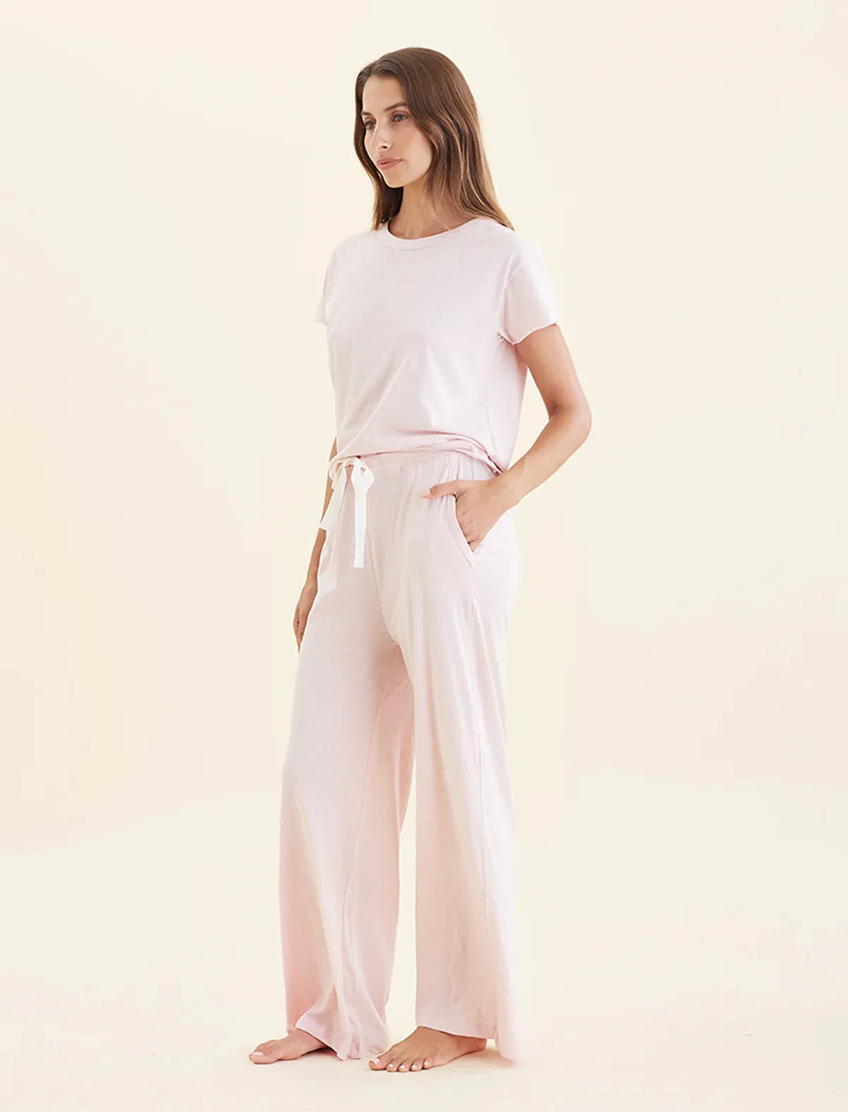 Papinelle - Jada Organic Cotton Wide Leg Pant | Papinelle Pink