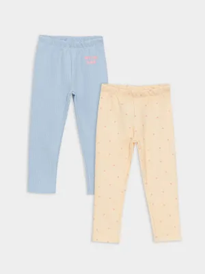 Patterned Baby Girl Tights With Elastic Waist, 2-Piece