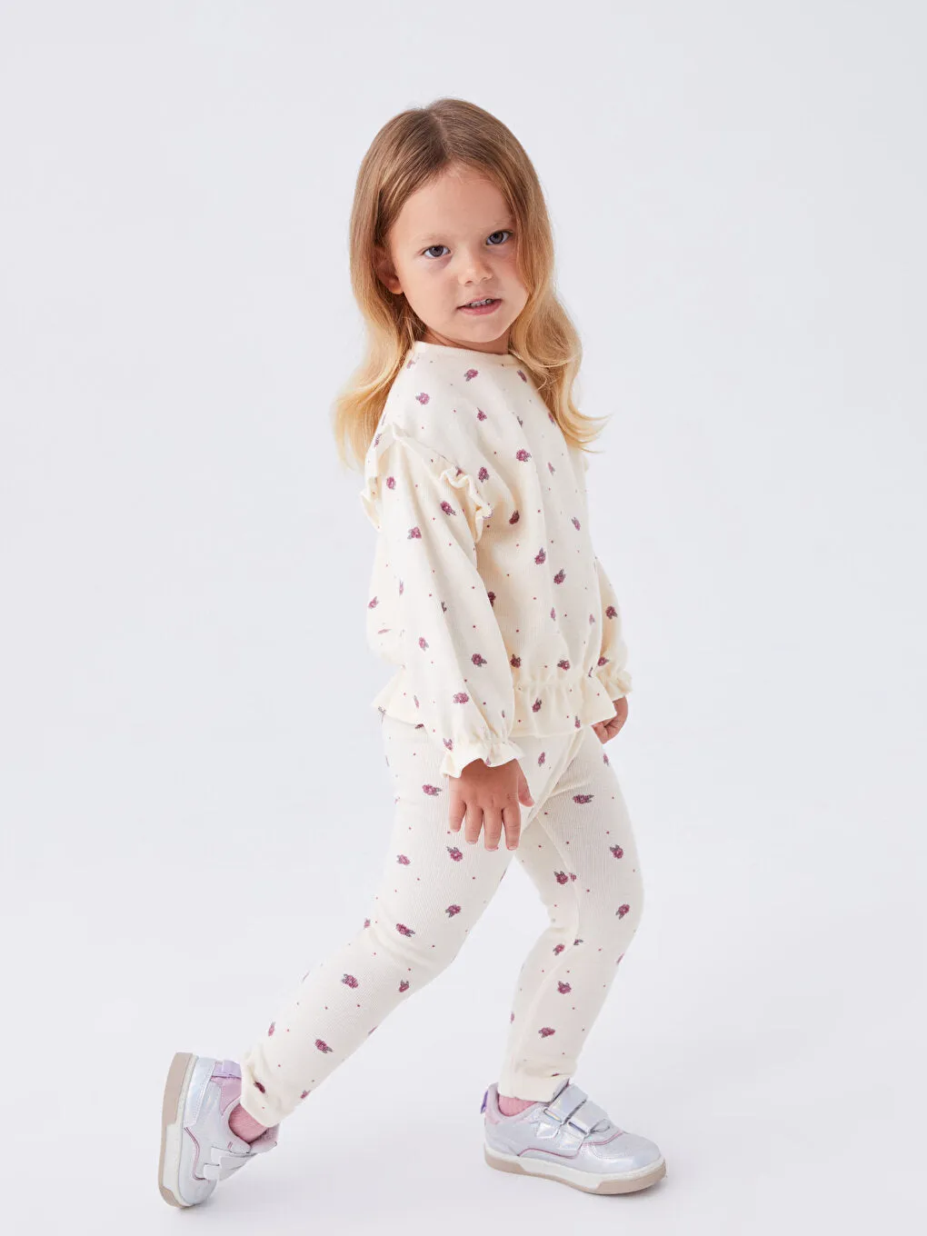 Patterned Baby Girl Tights with Elastic Waist