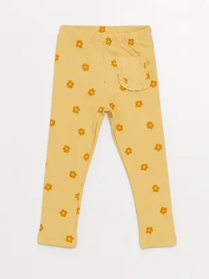 Patterned Cotton Baby Girl Tights With Elastic Waistband