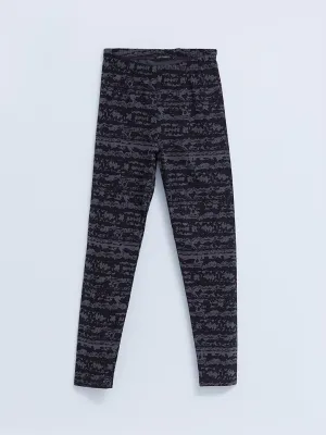 Patterned Cotton Women's Tights with Elastic Waist