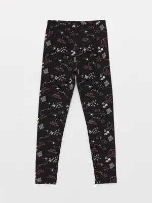 Patterned Girls Long Tights With Elastic Waist