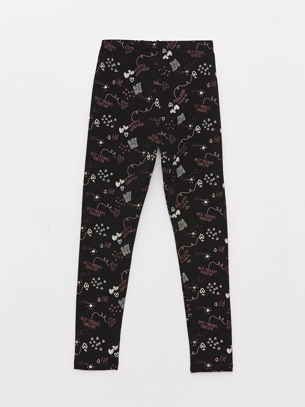 Patterned Girls Long Tights With Elastic Waist