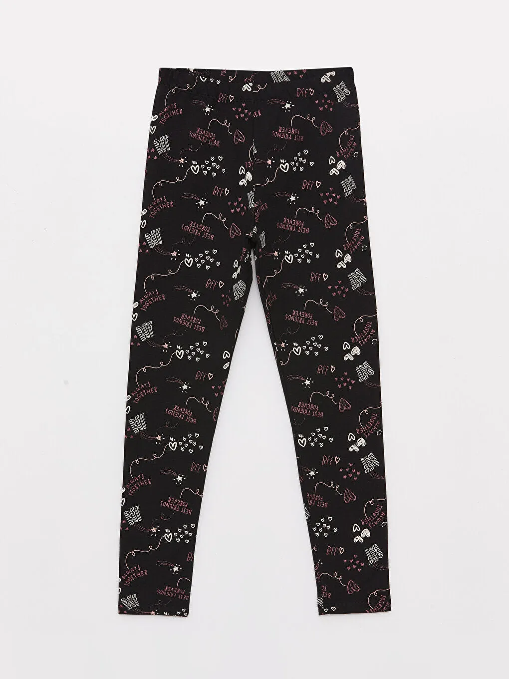 Patterned Girls Long Tights With Elastic Waist