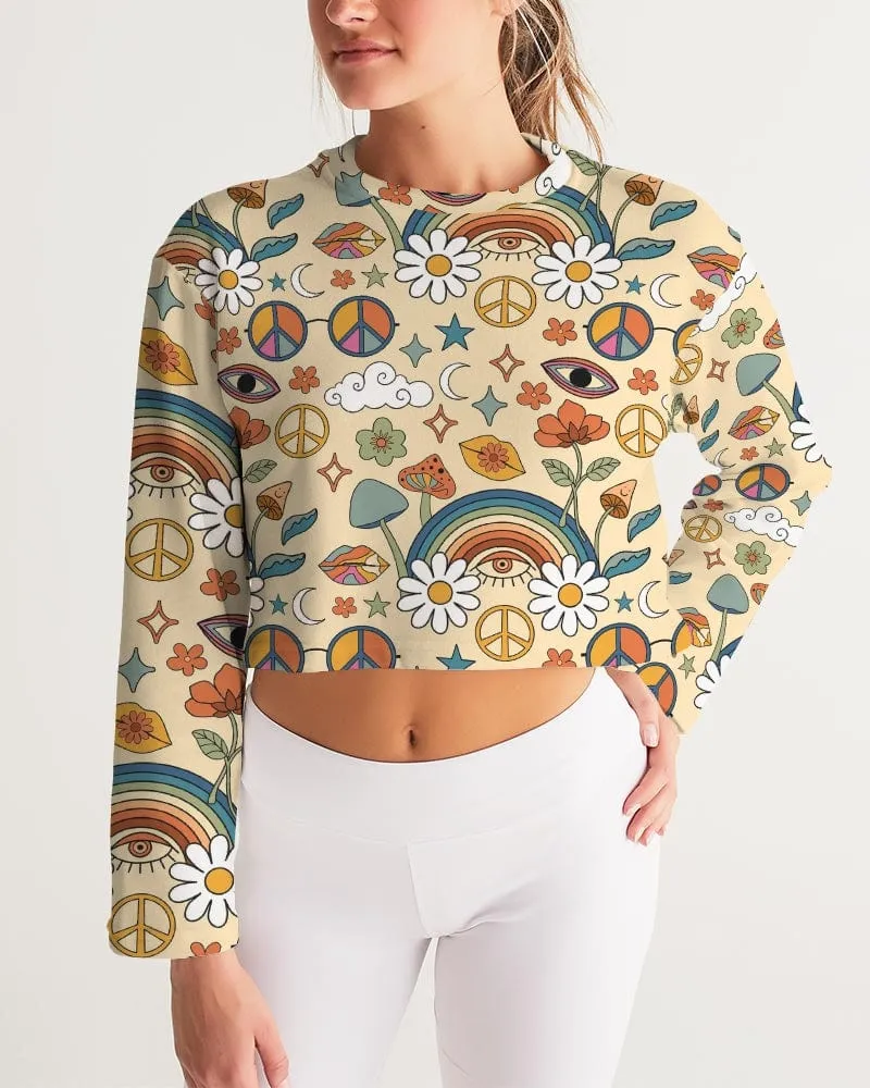 Peace And Love Women's Cropped Sweatshirt