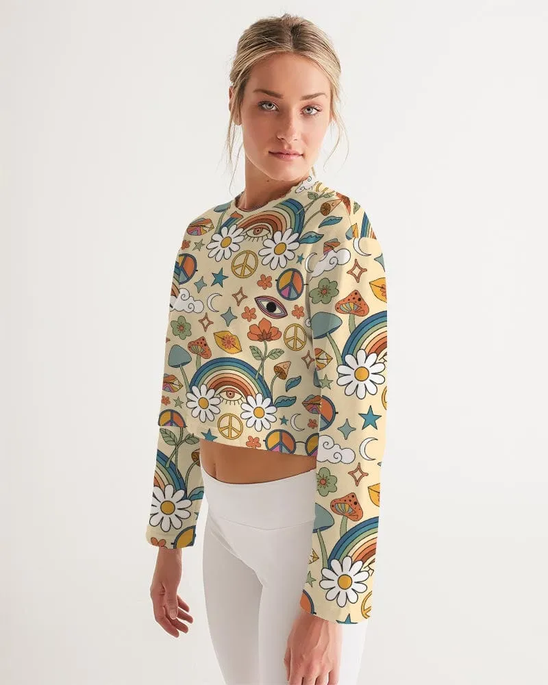 Peace And Love Women's Cropped Sweatshirt