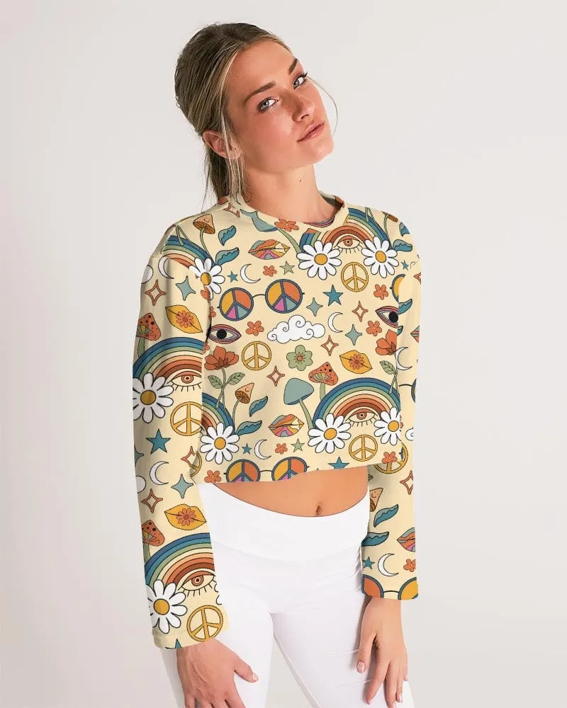 Peace And Love Women's Cropped Sweatshirt