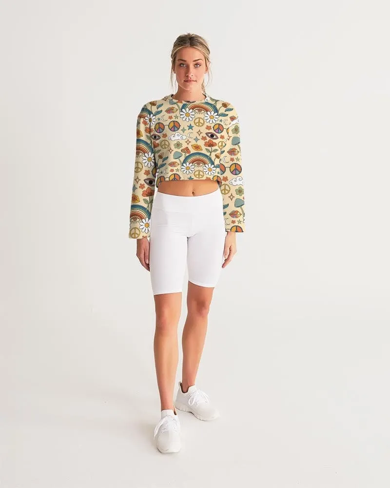Peace And Love Women's Cropped Sweatshirt