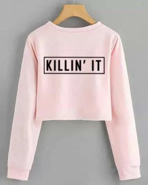 PINK KILLIN IT CROPPED SWEATSHIRT FOR womens