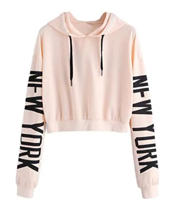 PINK NEW YORK CROPPED HOODIE FOR womens 1010