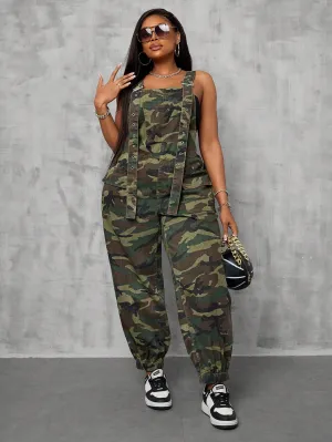 Pocketed Adjustable Strap Casual Denim Overalls
