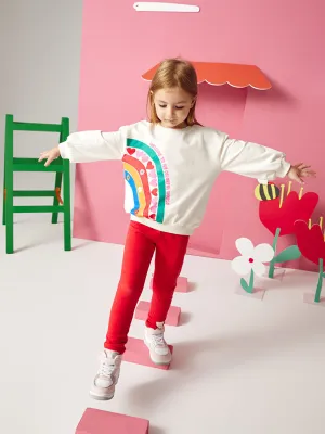 Printed Baby Girl Tights With Elastic Waist, 2-Piece