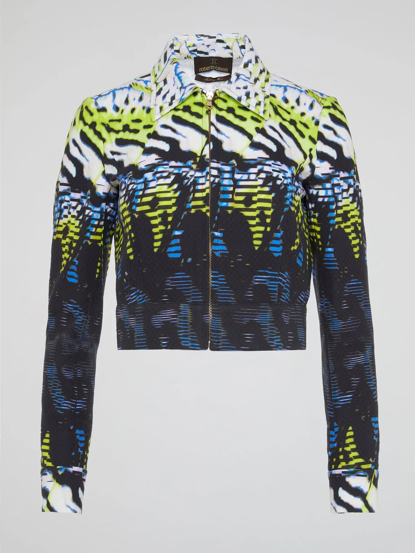 Printed Zip Up Cropped Jacket