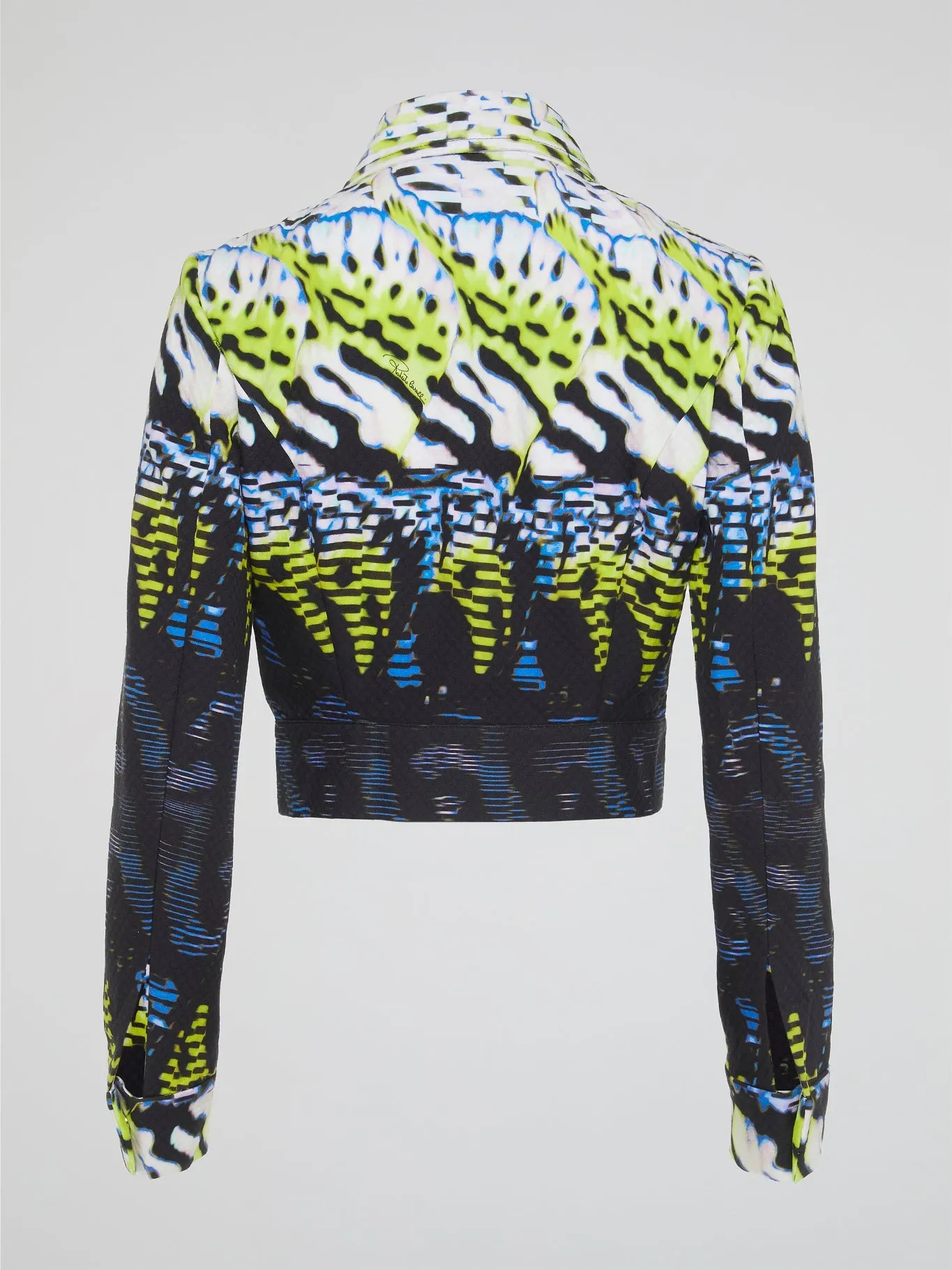 Printed Zip Up Cropped Jacket