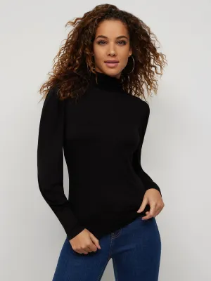 Puff-Shoulder Turtleneck Top