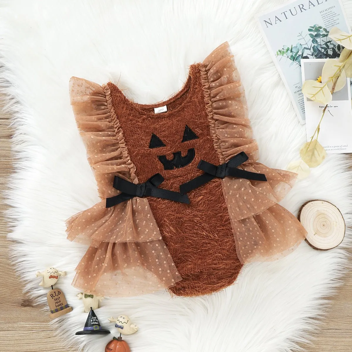 Pumpkin Plush Baby Rompers