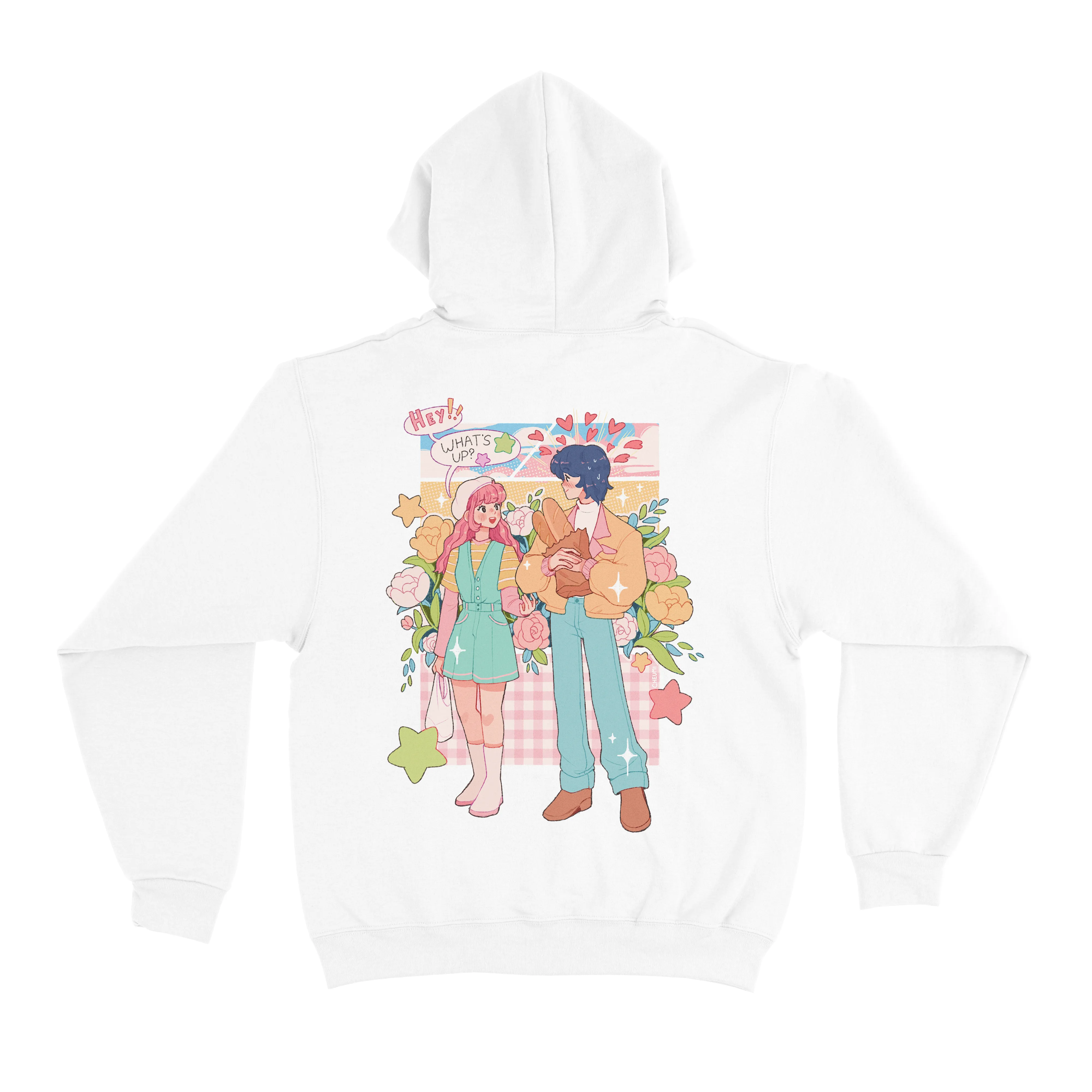 "Colorful Crush" Basic Hoodie White
