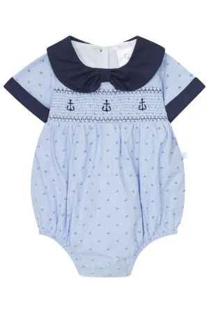 "Fritz" Navy Smocked Anchor Romper